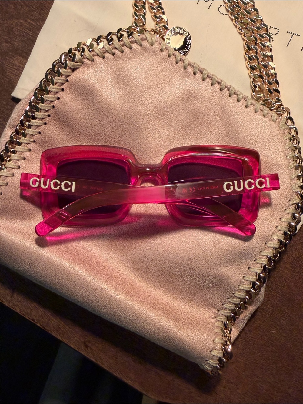 Gucci Hot Pink Transparent Square Sunglasses Large Square Oversized 100% auth - Picture 9 of 13